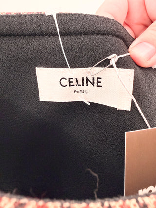 Celine Houndstooth tailored shorts with gold tone button details, 38