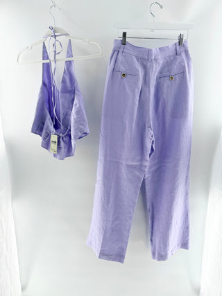 Nue Purple linen vest pants set, S