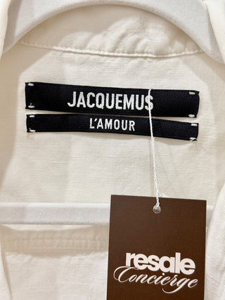 Jacquemus La Amour Linen Long Sleeve Cropped Shirt Top White Women's Size XS