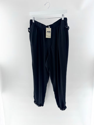 Helmut Lang Black satin elastic waistband pants, 10