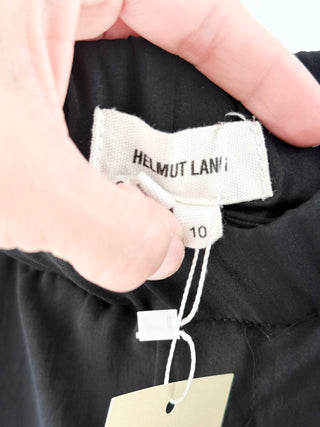 Helmut Lang Black satin elastic waistband pants, 10