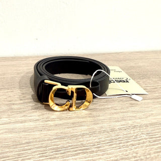 Dior C'est dior Leather Waist Belt with CD Buckle Black / Gold Size 80