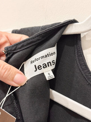 Reformation sleeveless maxi denim dress, 0