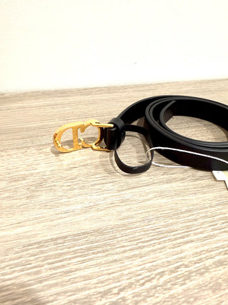Dior C'est dior Leather Waist Belt with CD Buckle Black / Gold Size 80