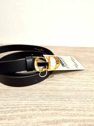 Dior C'est dior Leather Waist Belt with CD Buckle Black / Gold Size 80