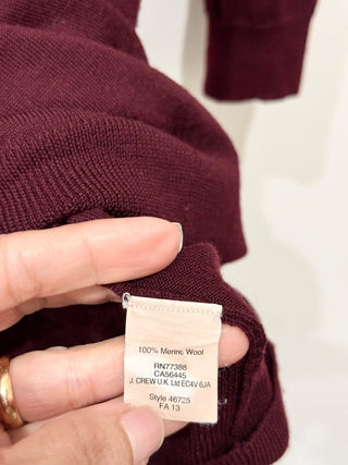 J. Crew Merino Wool Tippi 3/4 Sleeve Crew Neck Sweater Burgundy Red Women's S