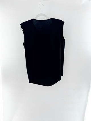 Balmain 3-Button Coin Sleeveless Graphic Tank Top Black Gold Womens 38 FR / US 6