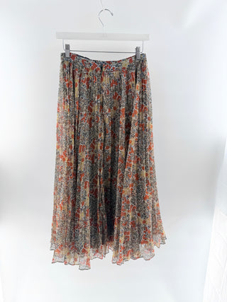 Alexis pleated print maxi skirt, S