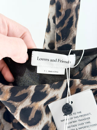 Lovers and Friends Atwood Maxi Dress with Scarf Liquid Leopard Women's Size S
