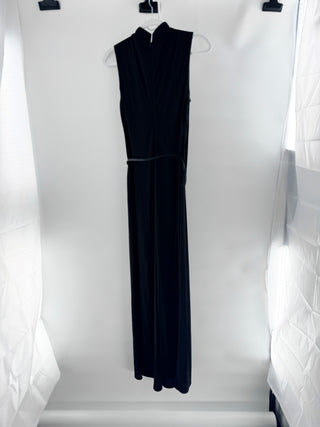 L'Academie sleeveless high neck maxi dress with belt, S