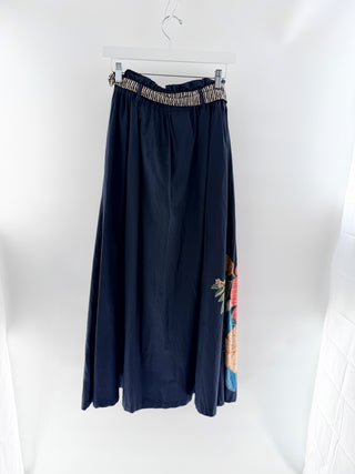 Farm Rio maxi cotton skirt with large floral motif, S