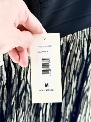Erin Fetherston knit strapless fit and flare midi dress with metallic skirt, M