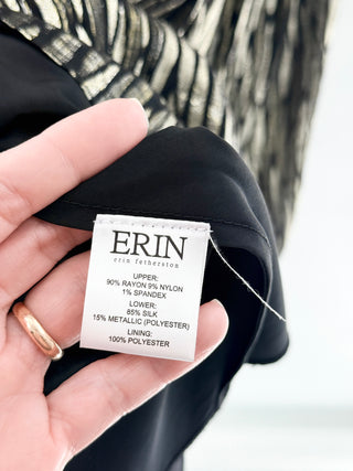 Erin Fetherston knit strapless fit and flare midi dress with metallic skirt, M