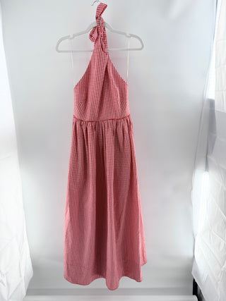 Tuckernuck halterneck gingham maxi dress, S