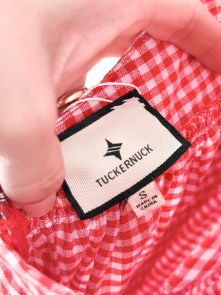 Tuckernuck halterneck gingham maxi dress, S