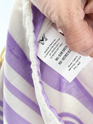 Liliana Meza Elsie Striped Cutout Maxi Sundress White Purple Women's Size Large