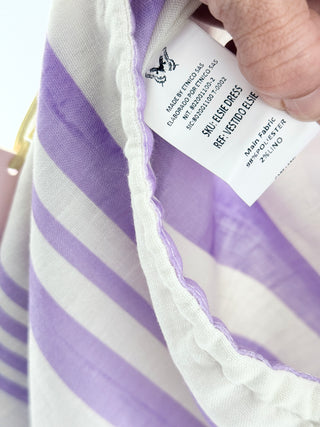 Liliana Meza Elsie Striped Cutout Maxi Sundress White Purple Women's Size Large