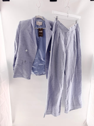 Ramy Brook Textured double breasted blazer & pleated wide leg pants set, 6 / 6