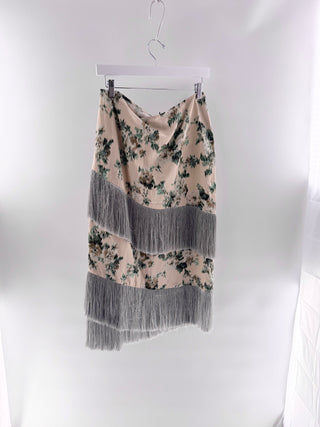 Zara silky midi dress with fringe, M
