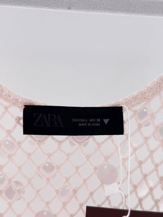 Zara crochet dress with pailletes, L
