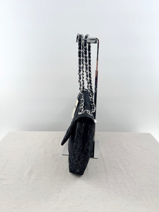Chanel hidden sequins mesh maxi flap shoulder bag, maxi