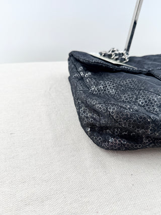 Chanel hidden sequins mesh maxi flap shoulder bag, maxi
