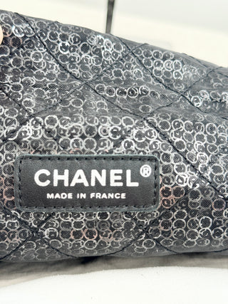 Chanel hidden sequins mesh maxi flap shoulder bag, maxi