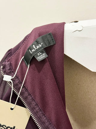 Lulus Garden Bliss Cutout Long Sleeve Tiered Maxi Dress Plum Purple Women's XL