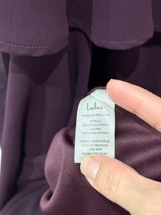 Lulus Garden Bliss Cutout Long Sleeve Tiered Maxi Dress Plum Purple Women's XL