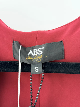 ABS sleeveless gown crafted from soft stretch knit with plunging V-neckline and wide straps, S