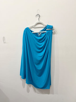 Halston Viviana Ruched Asymmetrical One-Shoulder Mini Dress Aqua Women's Size 10