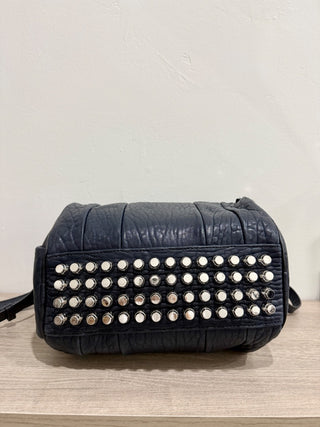 Alexander Wang navy blue Pebbled Leather Studded Rockie Crossbody