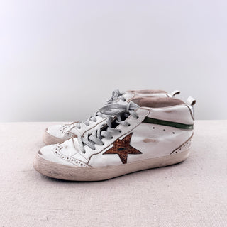 Golden Goose Mid Star Distressed Leather Skateboard Sneakers White Women's EU 39