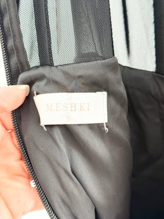 Meshki corset mesh and satin chain strap midi dress, S