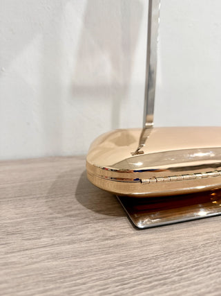 MANGO Women's Metallic Clutch Handbag Long Removable Strap Gold