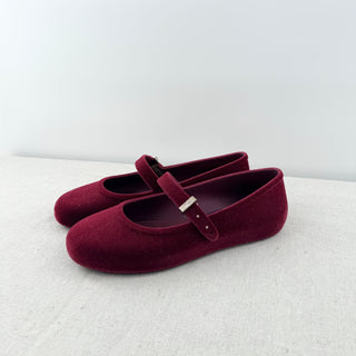 NWOT Melissa Velvet Slip On Mary Jane Soft Ballerina Flat Red Flocked Womens 8