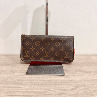 Louis Vuitton Monogram Logo Large Zip Up Flap Continental Wallet Brown/Pink