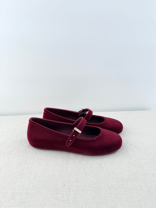 NWOT Melissa Velvet Slip On Mary Jane Soft Ballerina Flat Red Flocked Womens 8