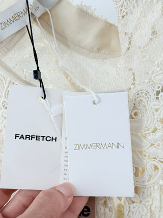 NWT Zimmermann Concert Ruffled Cotton-Blend Lace Blouse Top Cream Women's US 4