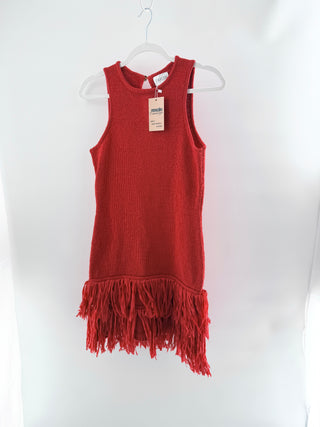 Saylor sleeveless knit dress mini with fringe, S