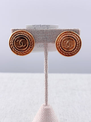 Chanel clip on gold plated CC earrings