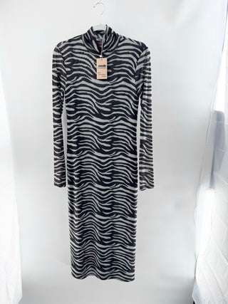 Staud mesh zebra print maxi dress, M