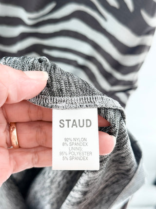 Staud mesh zebra print maxi dress, M