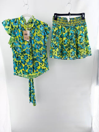 Alice & Olivia floral set blouse and mini skirt, S