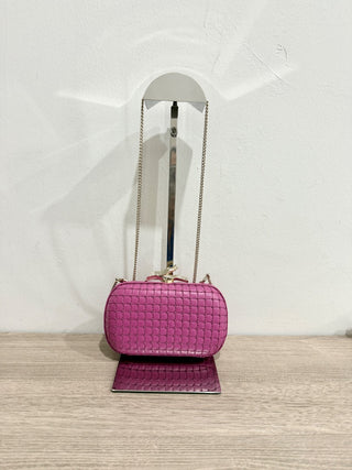 Diane von Furstenberg leather clutch with gold hardware