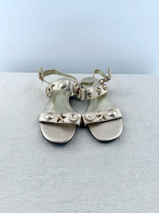 Larroude metallic flat sandals, 9.5