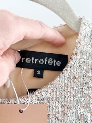Retrofete sequin ruched mini dress, S