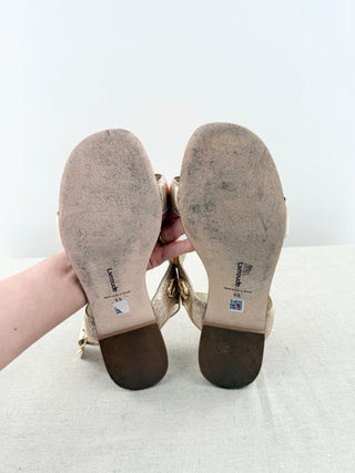 Larroude metallic flat sandals, 9.5