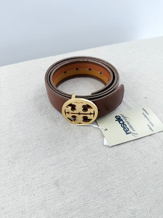 Tory Burch leather reversible belt with logo buckle 1.5'', 36
