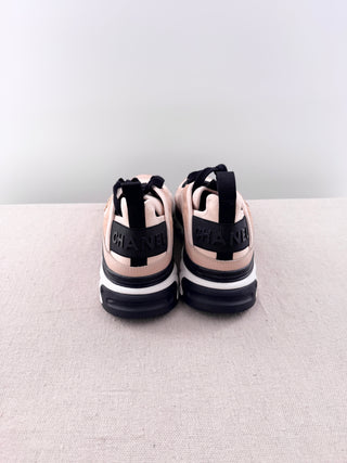 Chanel Suede Calfskin Nylon Grosgrain CC Low Top Sneakers Light Pink Women EU 39